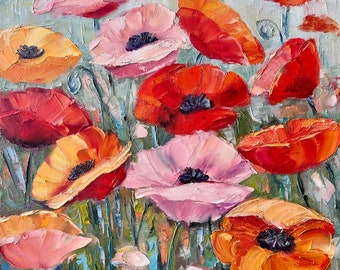 抽象的な花の油絵：大きなファンタジーの花のアートワーク、24x24