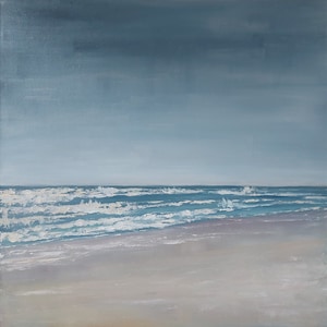 Palm Beach Original Oil Painting Florida Wall Art  Interior Abstract Impasto 20 by 20&quot; by ElenaFloArtShop