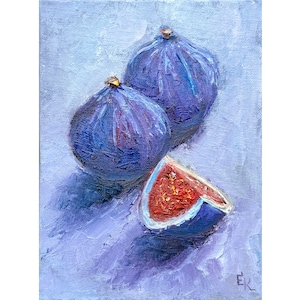 Fig Oil Painting Still life Original Kitchen Food Art canvas Panel 6*8 inch by ElenaFloArtShop