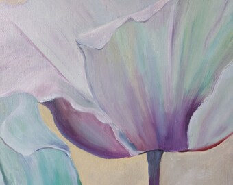 抽象的な油絵 花のようなデザイン 抽象的な花の油絵：大きなファンタジーの花のアートワーク、24x24