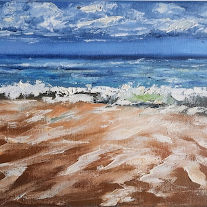 Seascape Original Oil Painting Florida Ocean beach Nautical Wall Art Impasto 8 by 10&quot; by ElenaFloArtShop
