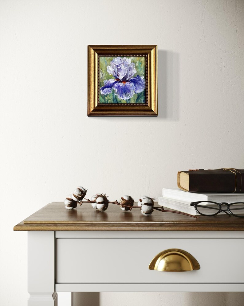 Iris Original Small Oil Painting: Floral Still Life 5x5” - Etsy