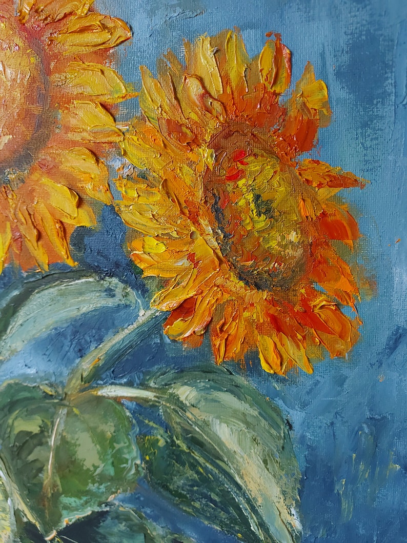 Sunflowers Oil Painting Impasto Original Floral Wall Art - Etsy