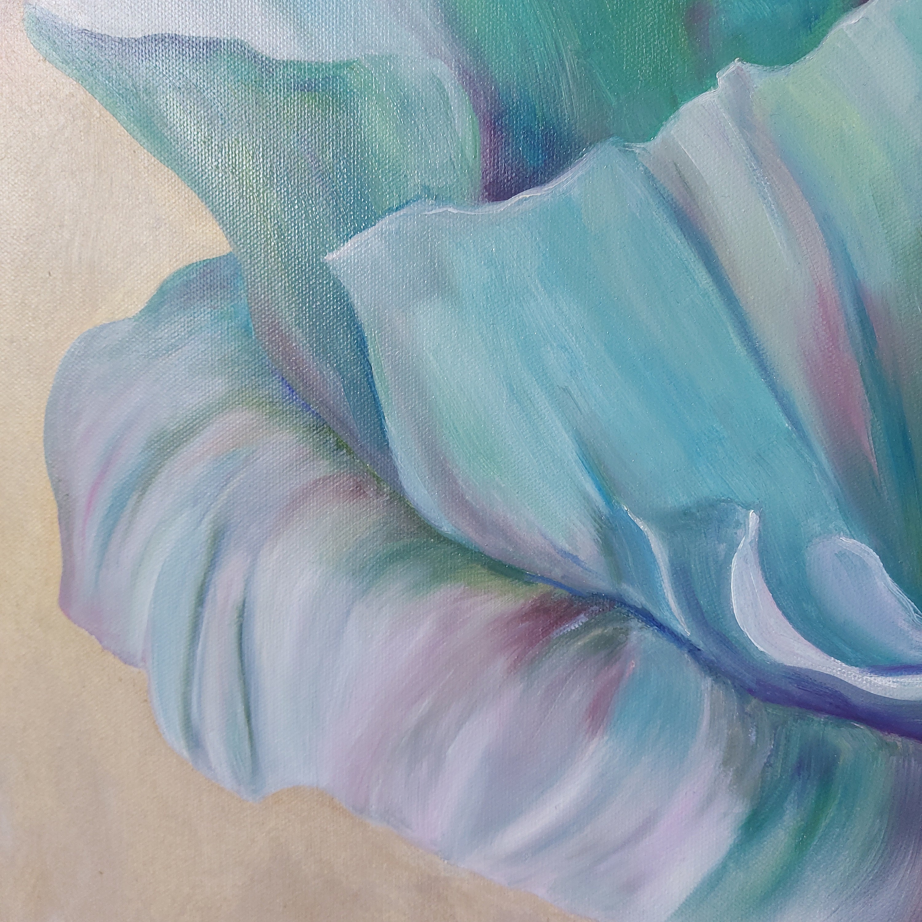 抽象的な花の油絵：大きなファンタジーの花のアートワーク、24x24