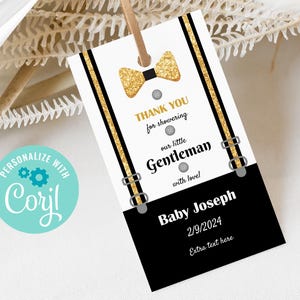 Little Gentleman Baby Shower Thank you Tags - Little Gentleman thank you cards - Bowtie Baby Shower Thank You - Tuxedo Baby Shower thank you