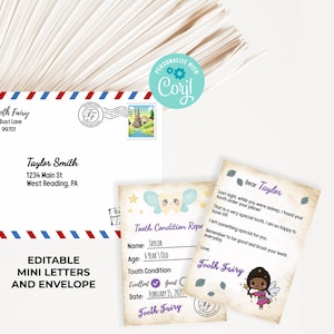 Editable Mini Letter from the Tooth Fairy - Tooth Fairy Printable Mini Letters and Envelope. Instant Access