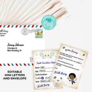 Editable Mini Letter from the Tooth Fairy - Tooth Fairy Printable Mini Letters and Envelope. Instant Access