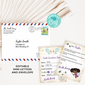 Editable Mini Letter from the Tooth Fairy - Tooth Fairy Printable Mini Letters and Envelope. Instant Access