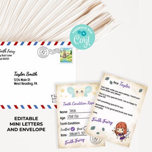 Editable Mini Letter from the Tooth Fairy - Tooth Fairy Printable Mini Letters and Envelope. Instant Access