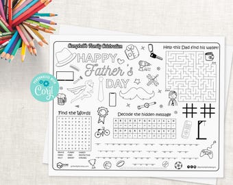 Fathers Day Activity Sheet - Father's Day Printable - Father's Day coloring sheet