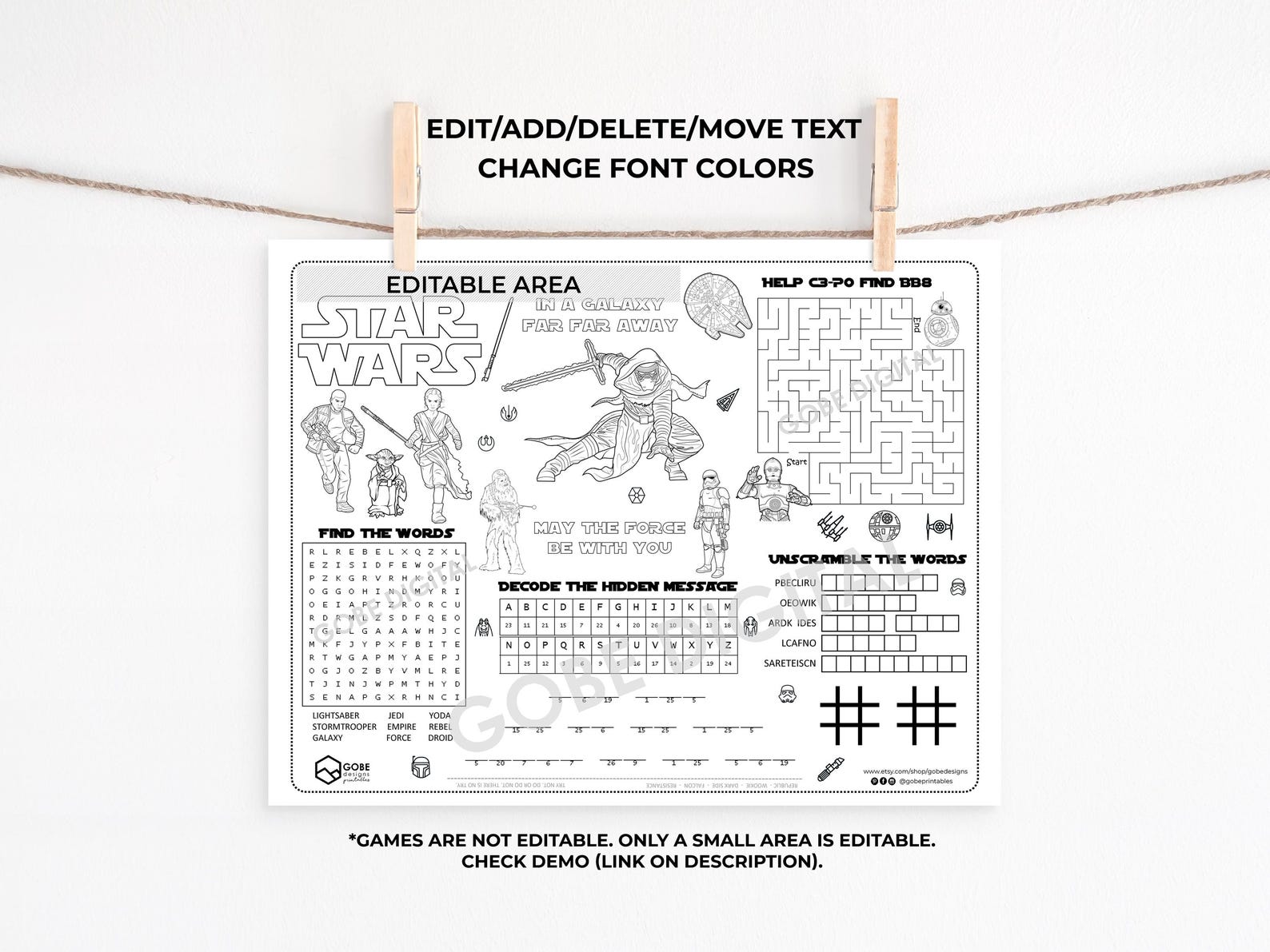 Star Wars Activity Sheet. Star Wars Coloring Page. Star Wars