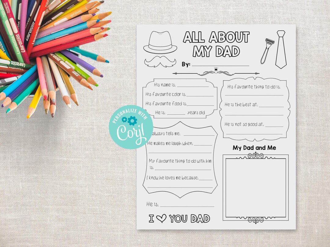 All About My Dad Printable, UK Father’s Day Activity, Dad Keepsake ...