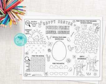 Easter Bunny Activity Sheet. Easter Bunny Coloring. Easter Bunny Placemat. Easter Party Favors. Easter Games.