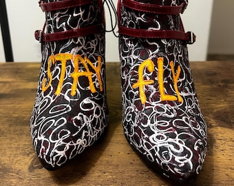 Hand-Painted Suede Ankle Boots: StayFly - Women's Size 11