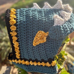 Dragon Inspired Crocheted Hat with Horns and Tail