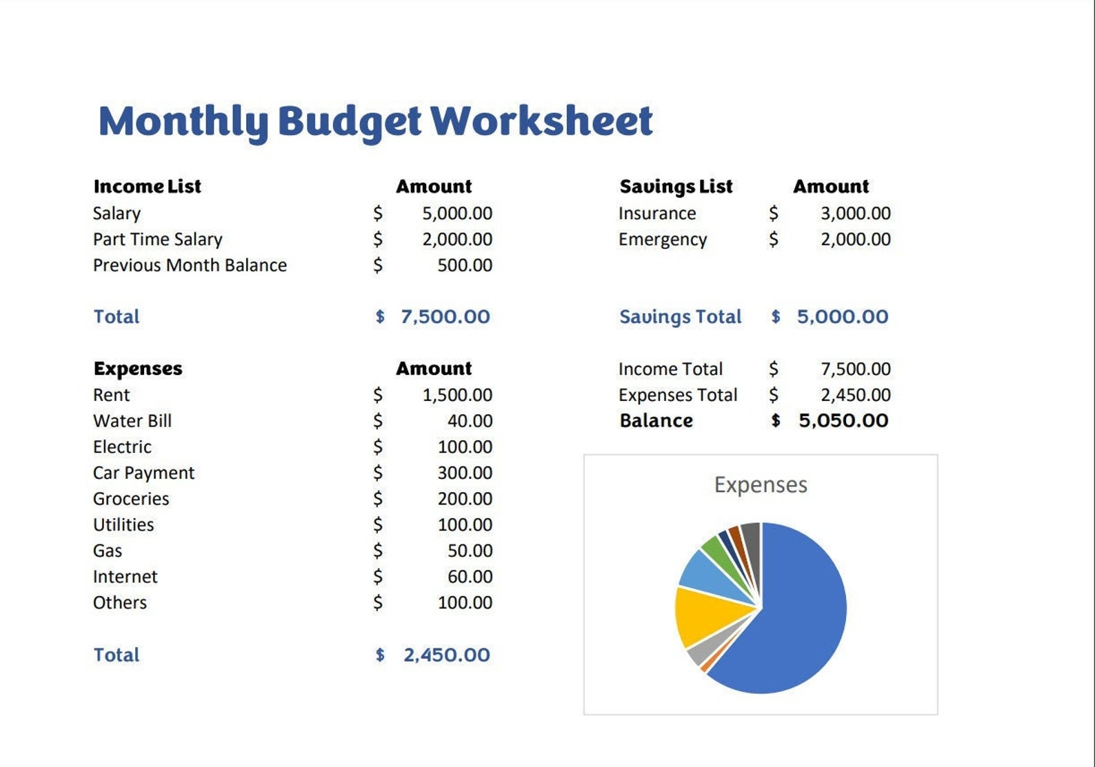 Monthly Excel Budget Planner Etsy
