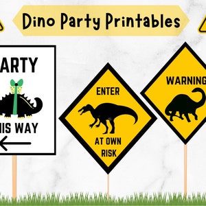 Dinosaur Party Printables, Dinosaur Warning Signs, Dinosaur Birthday Party