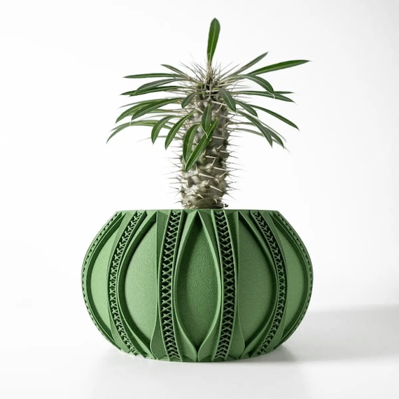 Flowerpot plant pot "Ryne" with drainage holes modern and unique 3D printing home decoration