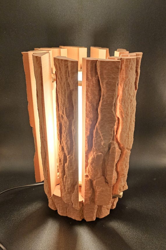 Wooden log lamp modern and unique 3D printing home decoration