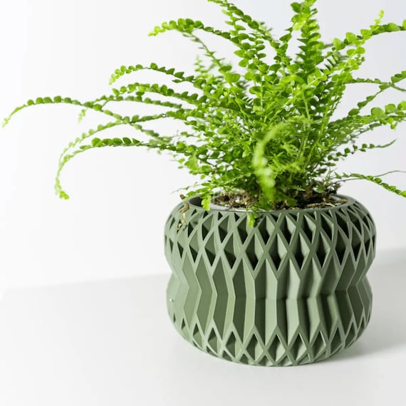 Flowerpot plant pot "Rydan" with drainage holes modern and unique 3D printing home decoration