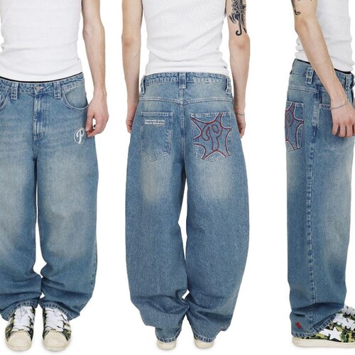 Baggy Denim Skater Jeans Front and Back Designs - Etsy