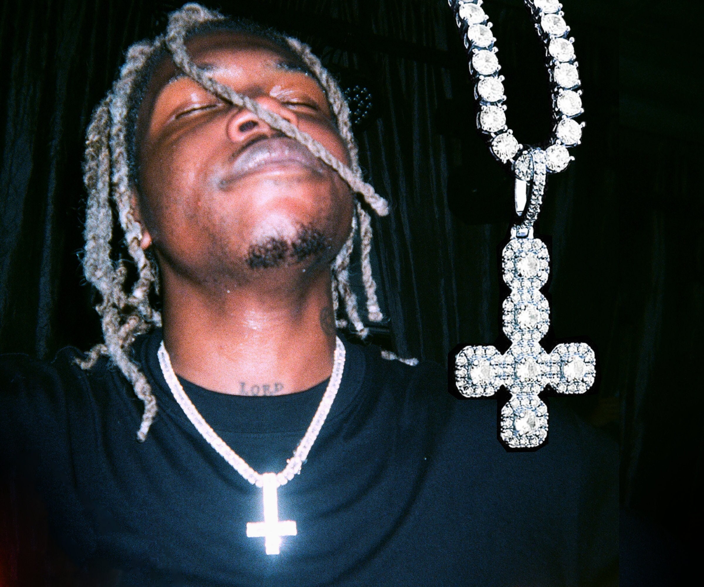 Opium Upside Down Cross Necklace Pendant With Tennis Chain Etsy