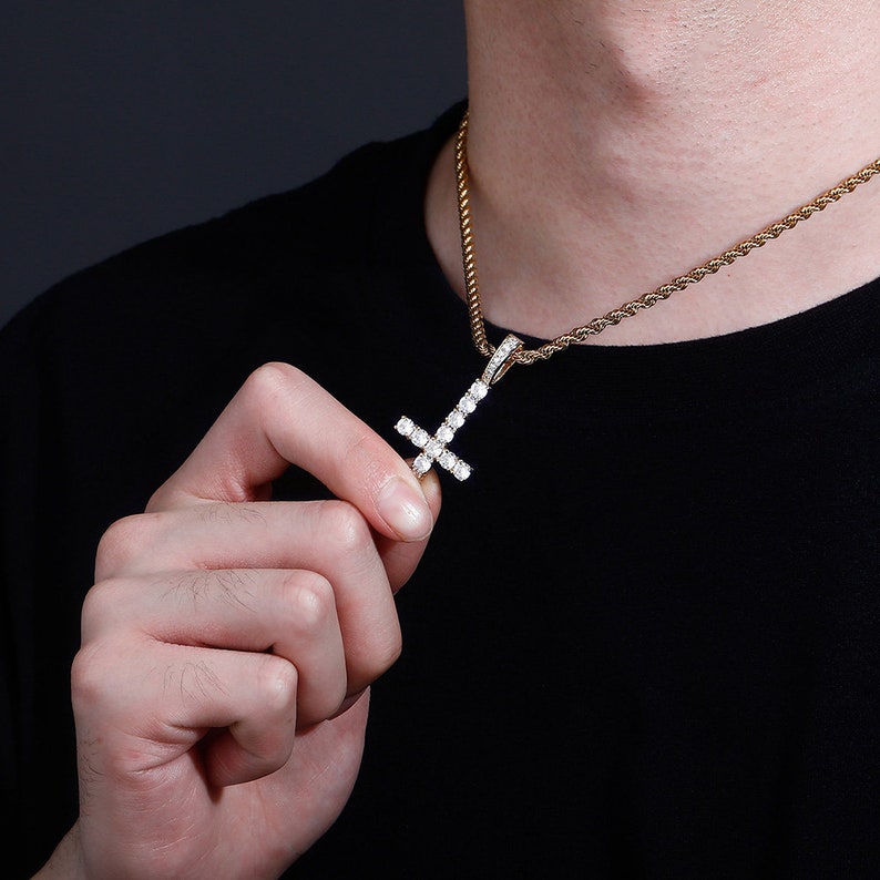 Opium Upside Down Cross Necklace Pendant With Rope Chain Etsy