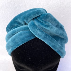 Beautiful wide blue velvet headband image 1