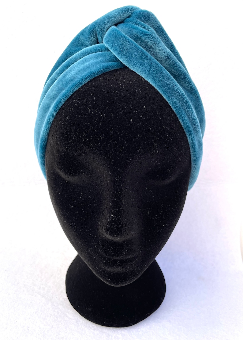 Beautiful wide blue velvet headband image 3