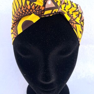 Handmade cotton sunflower headband in yellow tones image 2