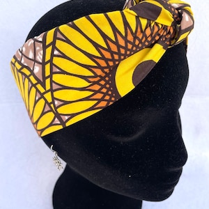 Handmade cotton sunflower headband in yellow tones image 1