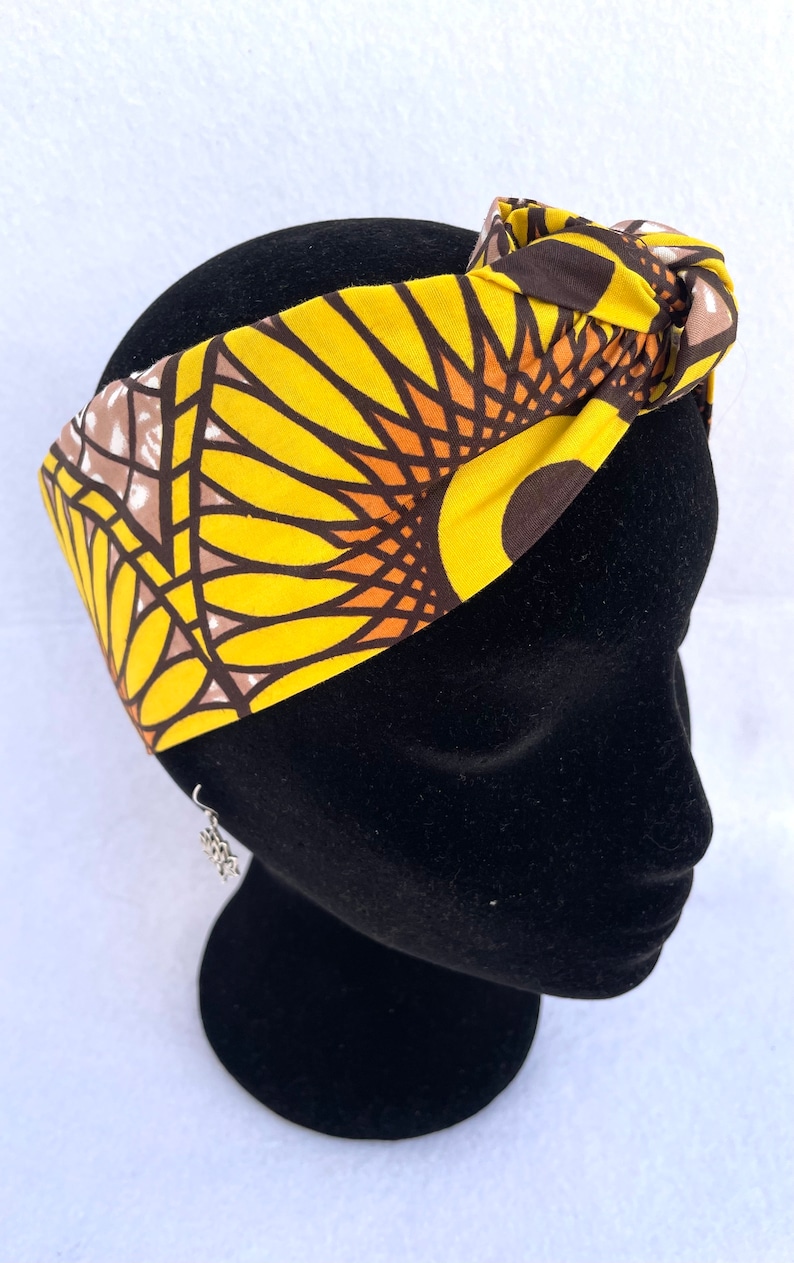 Handmade cotton sunflower headband in yellow tones image 1