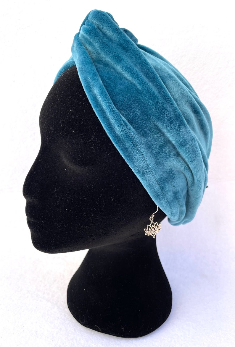 Beautiful wide blue velvet headband image 2