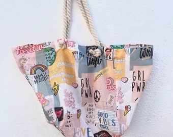 EXTRA large Girl Power powerful woman bag