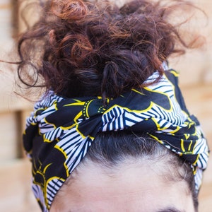 Exclusive and multipurpose cotton black and white head wrap scarf image 4