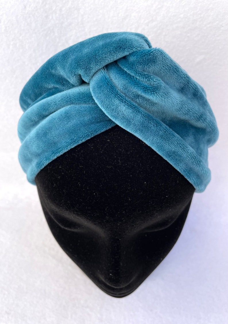 Beautiful wide blue velvet headband image 1