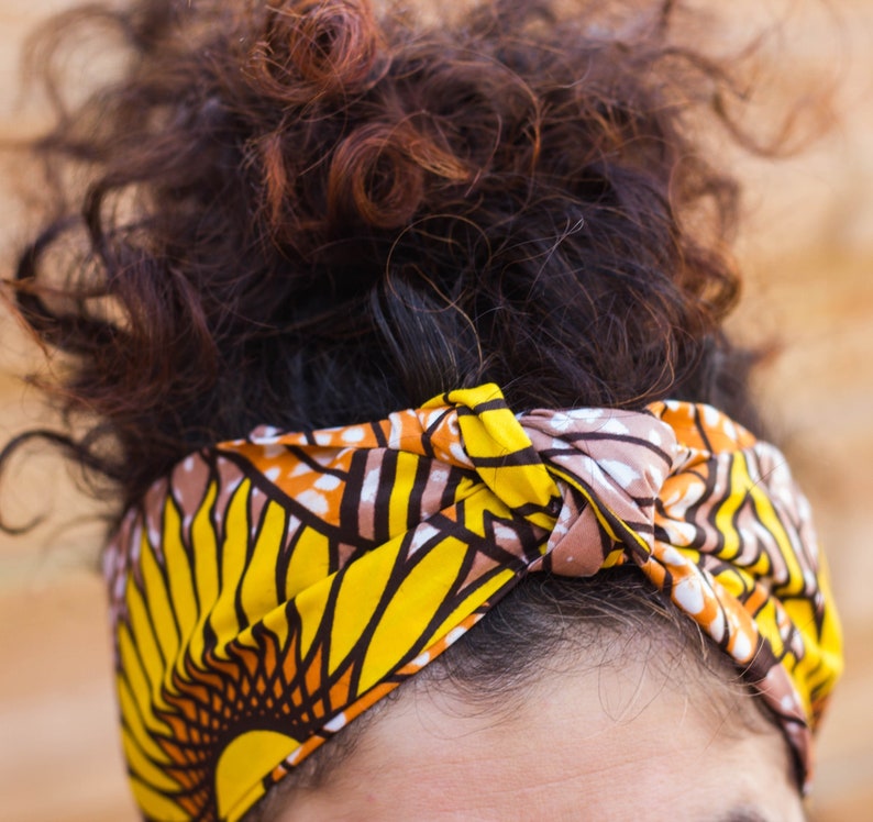 Handmade cotton sunflower headband in yellow tones image 4