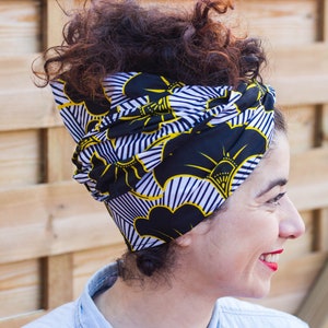 Exclusive and multipurpose cotton black and white head wrap scarf image 5