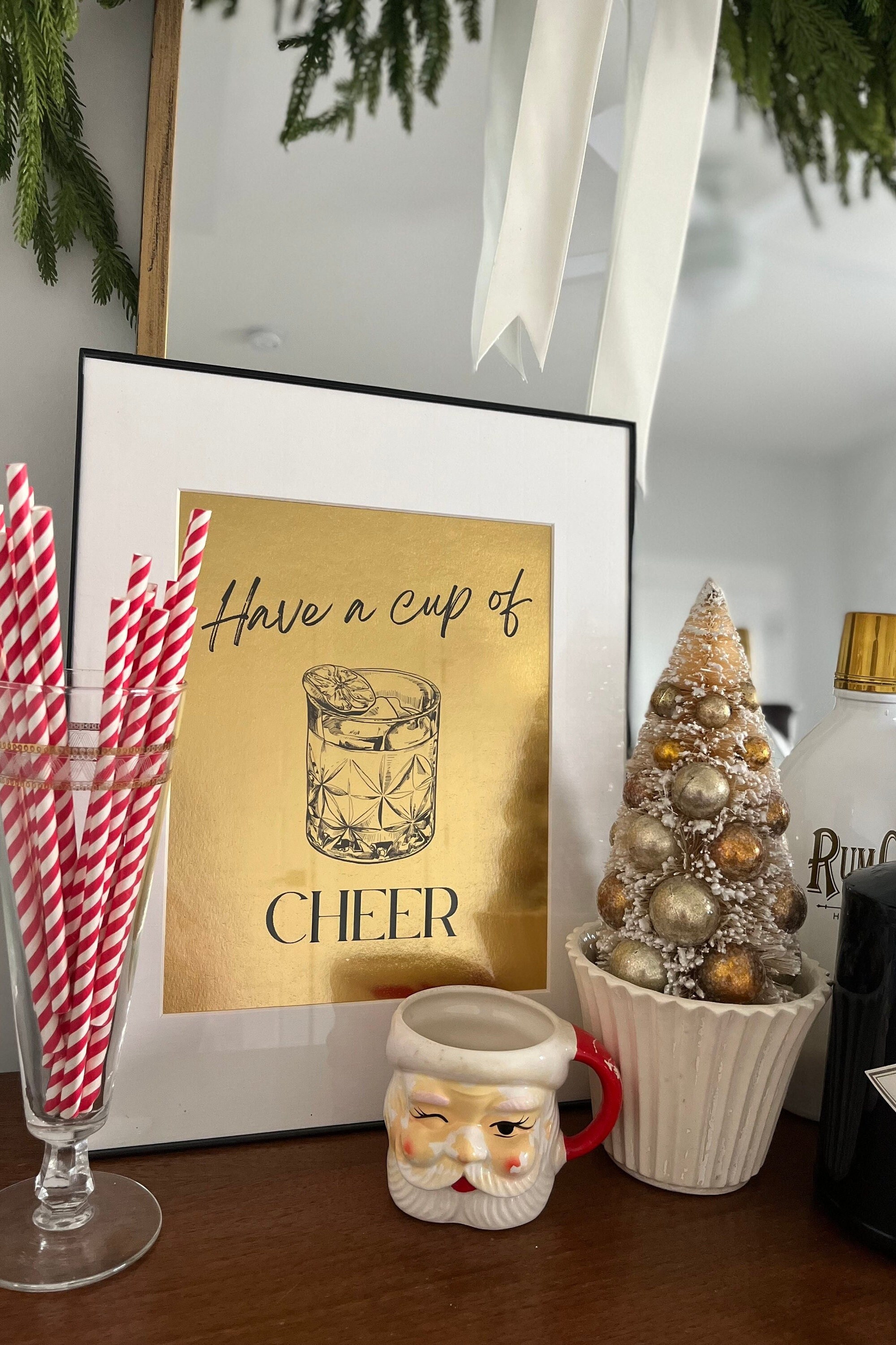Have a Cup of Cheer-metallic Gold Christmas Bar Cart Sign-holiday Bar ...