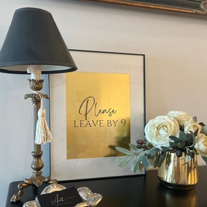 Please Leave by 9 Metallic Gold Print - Introvert Home Decor - Funny Entryway Sign - Homebody Gift