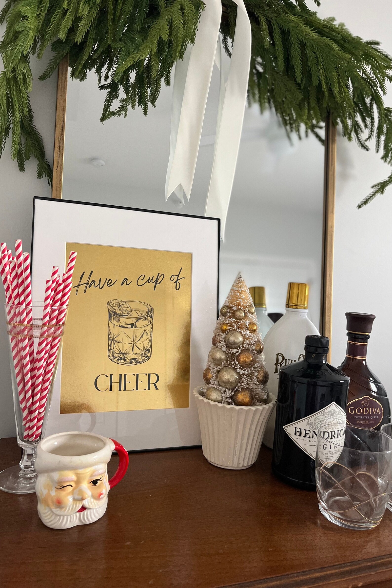 Have a Cup of Cheer-metallic Gold Christmas Bar Cart Sign-holiday Bar ...