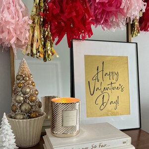 Happy Valentine's Day-FRAMED Metallic Gold Bar Cart Sign -Valentine/Love/XOXO/Forever/February 14 Bar Cart Decor