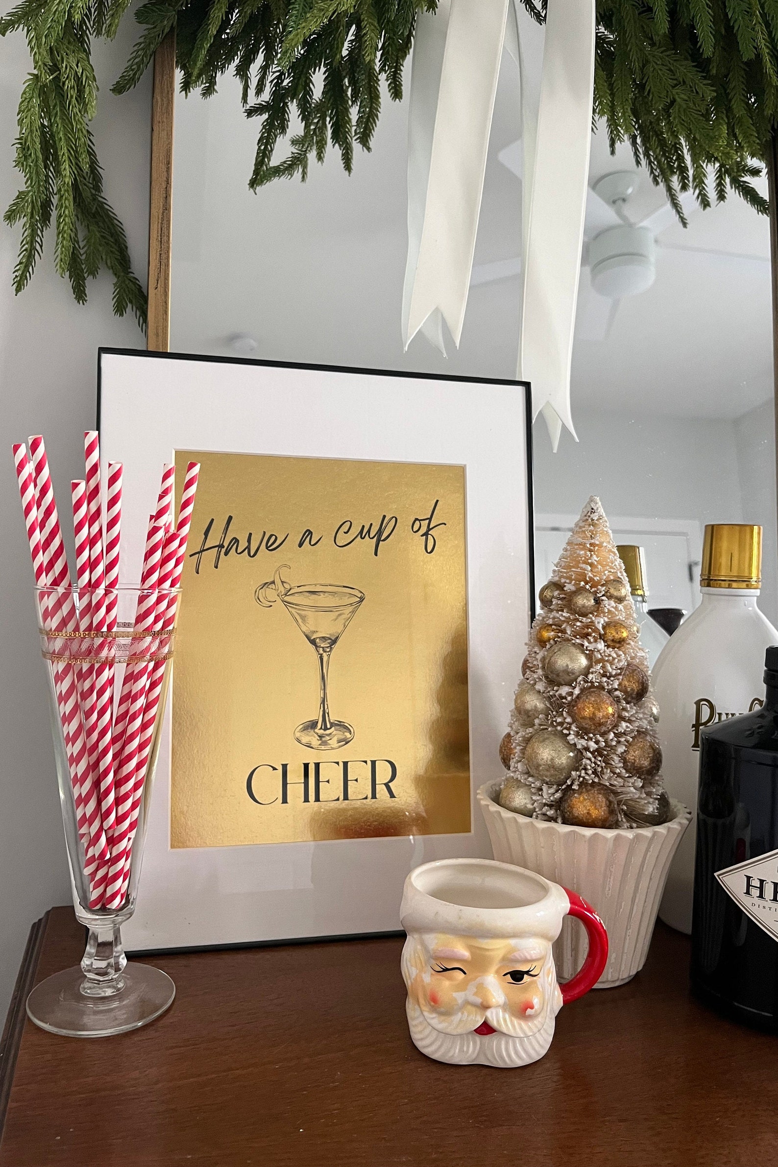 Have a Cup of Cheer-metallic Gold Christmas Bar Cart Sign-holiday Bar ...