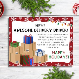 Delivery Driver Snack Sign Printable, Thank You Sign, Take a Treat Sign, Christmas Delivery Driver Sign, Holiday Delivery Thank You Sign