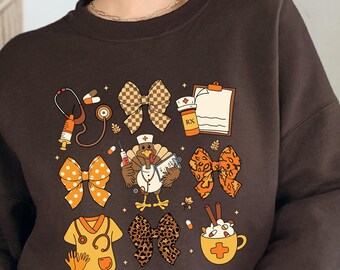 Thanksgiving Nurse Turkey Sweatshirt: Fall Nursing Shirt