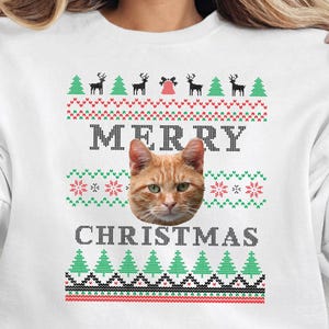 Custom Photo Merry ChristmasUgly Animal Sweatshirt, Dog Lover Sweater, Funny Xmas Sweatshirt, Xmas Gift For Animal Lover, Youth Sweatshirt