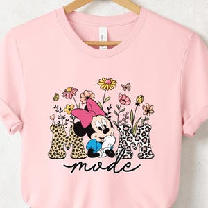 Disney Floral Mom Mode Shirt, Mother&#39;s Day Shirt, Disney Mama Shirt, Minnie Mouse Mama Shirt, Mother&#39;s Day Gifts, Mama Shirt, Mother Gifts