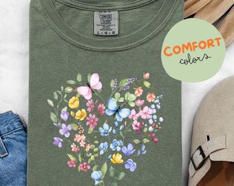 Vintage Pressed Flowers Comfort Colors Shirt: Boho Cottagecore Tee