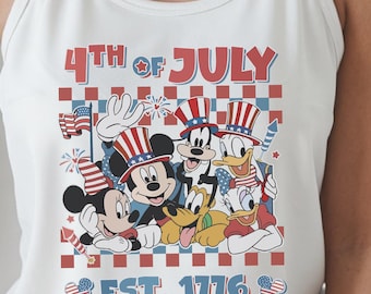 Mickey and Friends 4th Of July Racerback, Mickey Friends Shirt, Patriotic Memorial Day Tee, Disney 4th of July Shirt, 250th Anniversary