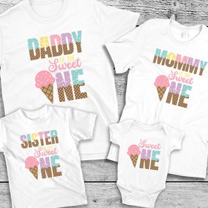 Sweet One Ice Cream Birthday Shirts, Family Matching Shirts, Mom And Dad Ice Cream Shirt, Family Birthday Shirts, Birthday Girl Ice Cream